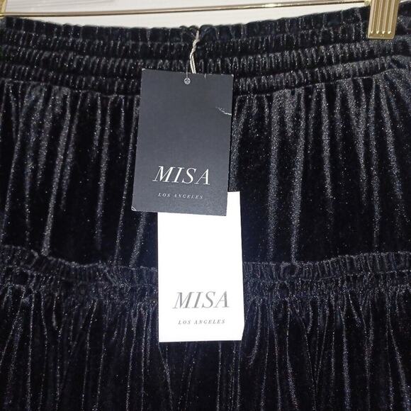 MISA Los Angeles Luiza Tiered Velvet Mini Skirt Jet Black Size XS NWT - Picture 10 of 15